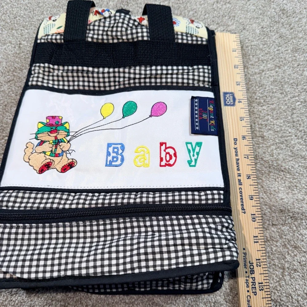 Elegant‎ Kids 2000 Vintage Diaper Bag Navy Gingham Puppy Cat EK22114 NWT USA